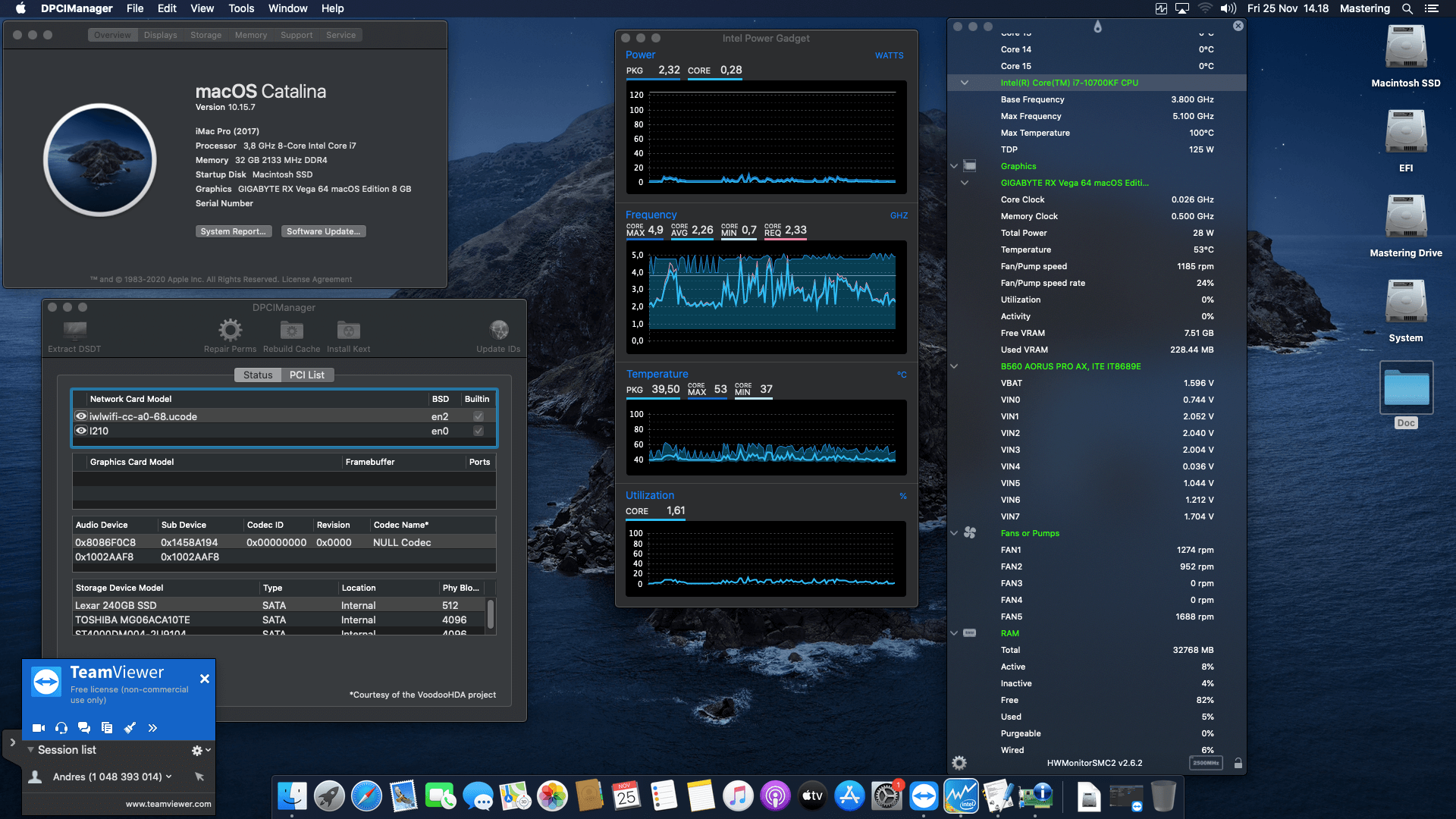 Success Hackintosh macOS Catalina 10.15.7 Build 19H15 in Gigabyte B560 Aorus Pro AX + Intel Core i7 10700KF + Gigabyte RX Vega 64